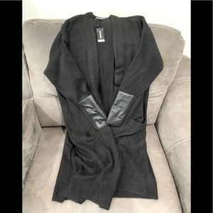 Express Long Duster Sweater w/Faux Leather Cuffs